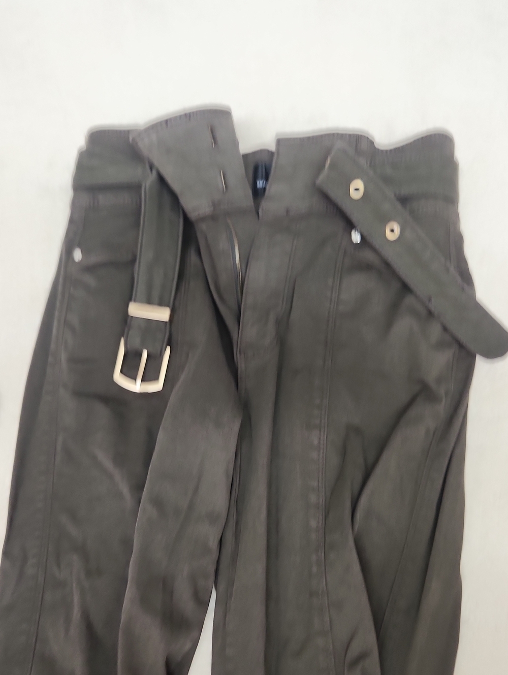 White House Black Market Olive Paperbag Belted Trousers